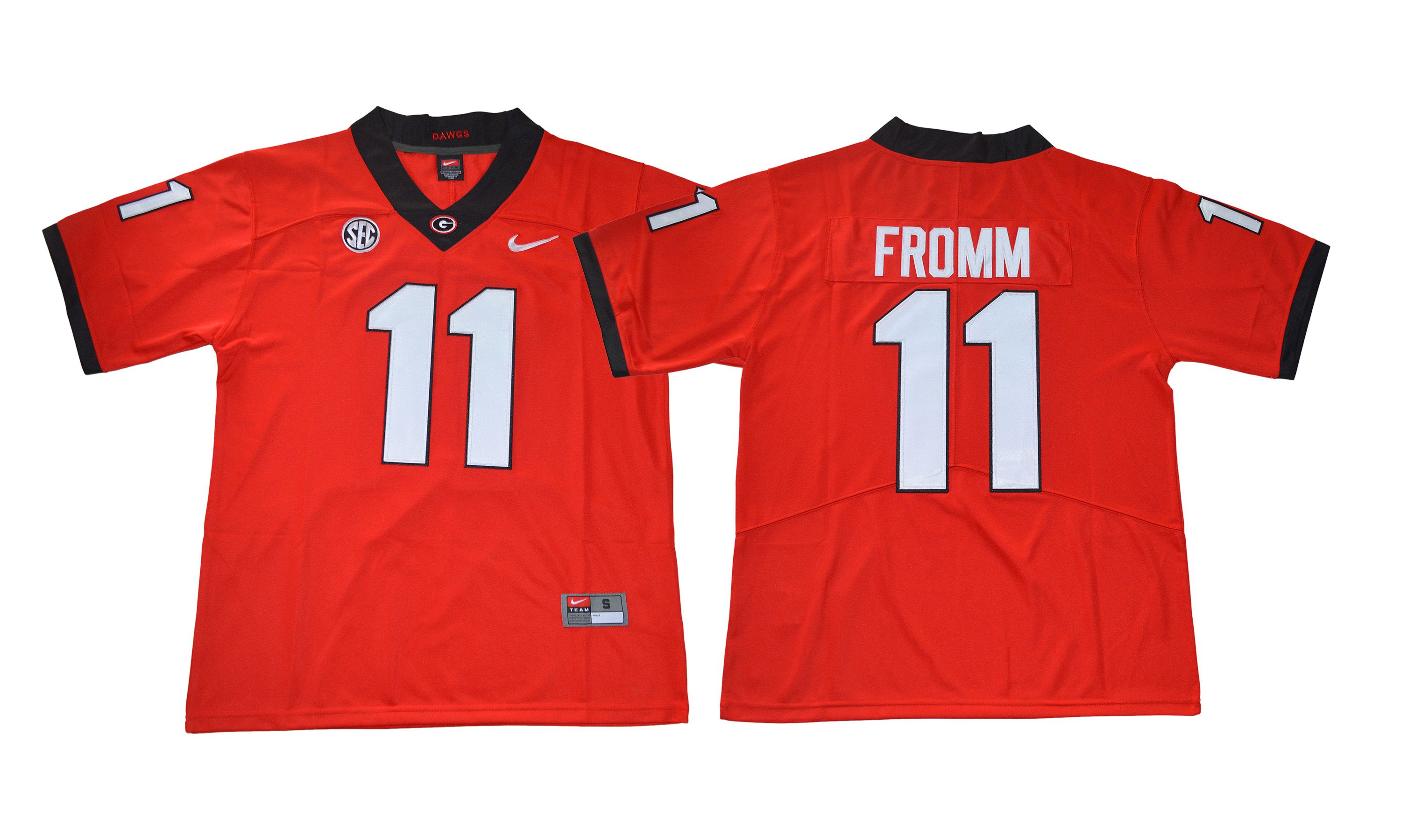 Men NCAA 2017 Georgia Bulldogs 11 Jake Fromm red Jersey